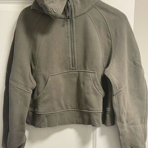 lululemon Scuba Olive-Taupe Cropped Hoodie with Logo Dot